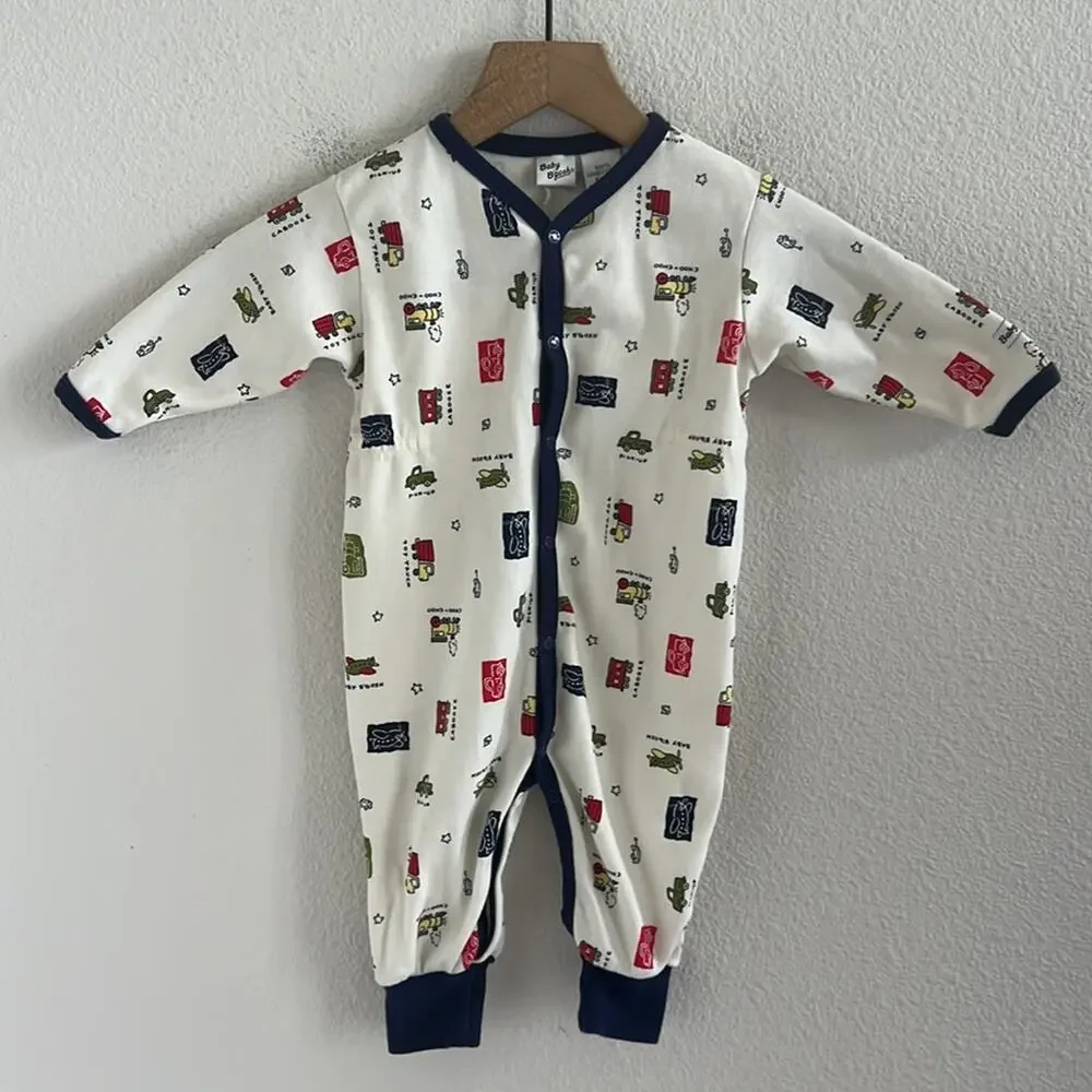 Vintage Baby B'Gosh 100% Combed Cotton Transportation Snap Button Bodysuit